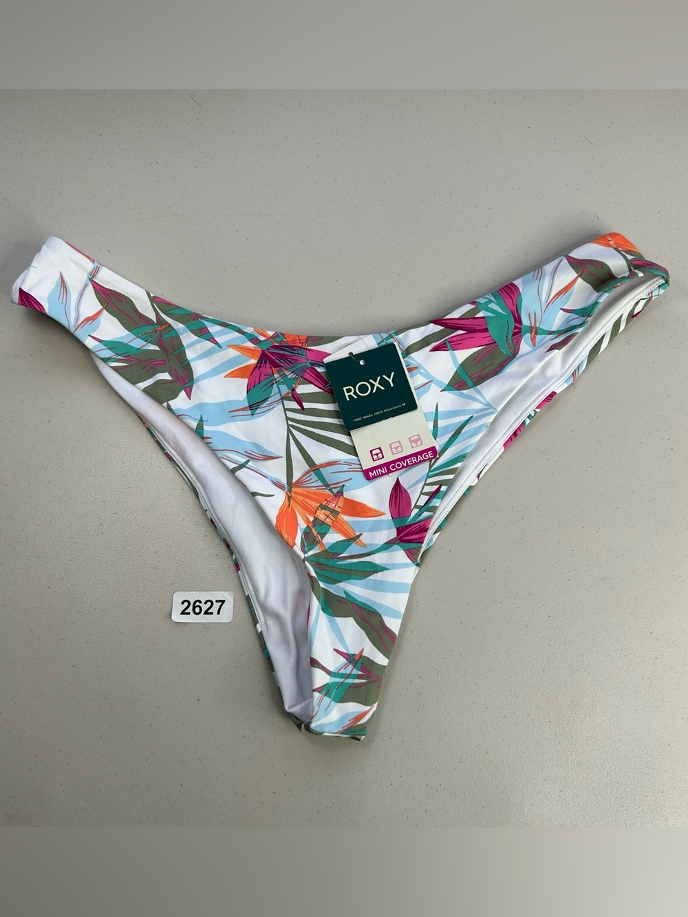 ROXY Women's XXL White Floral BEACH CLASSICS Cheeky HIPSTER Bikini Bottom New